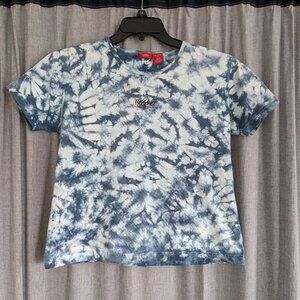 Y2K skater grunge T-shirt women's XL Mossimo blue white tie dye punk 100% cotton